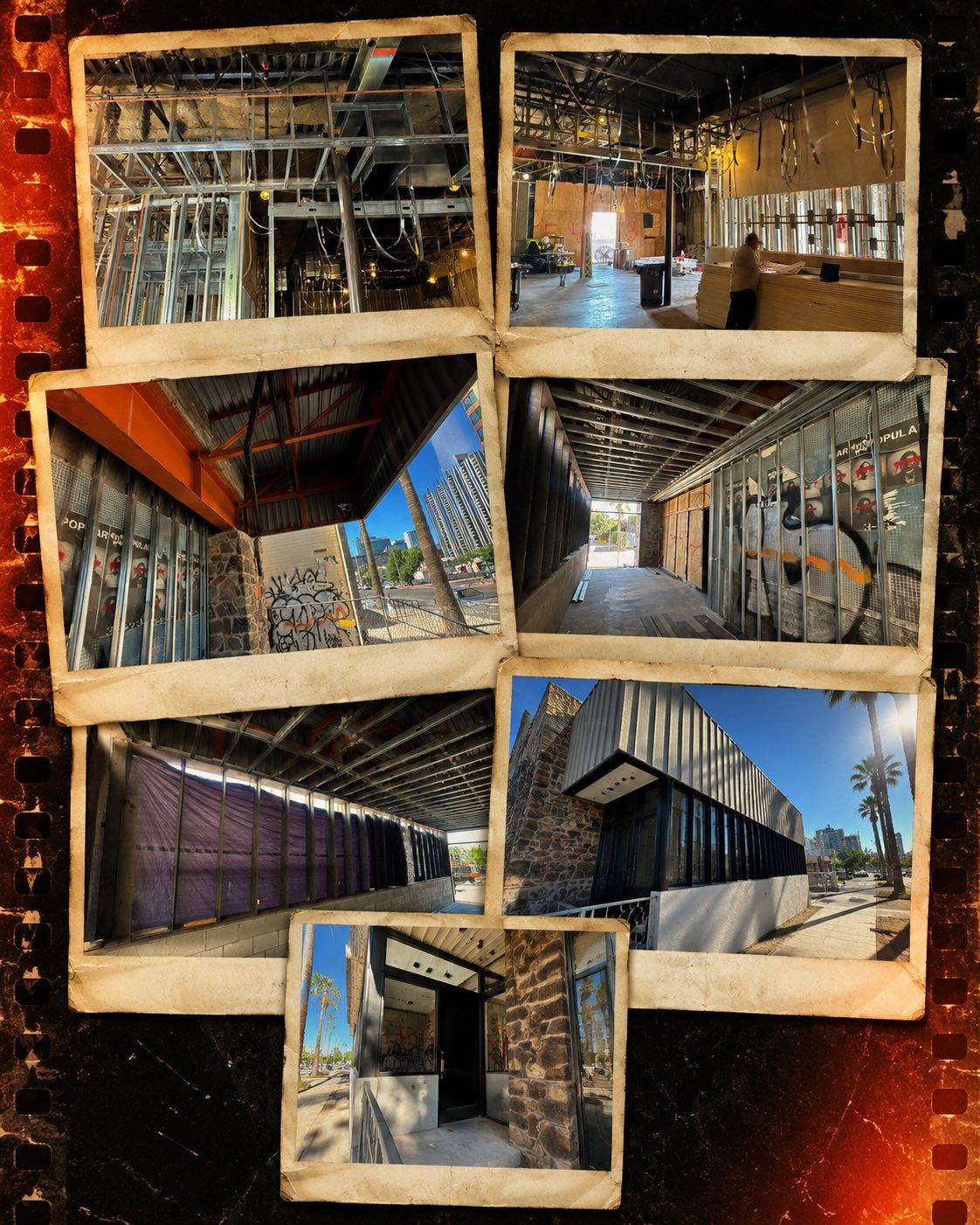Construction photos pinned as prints