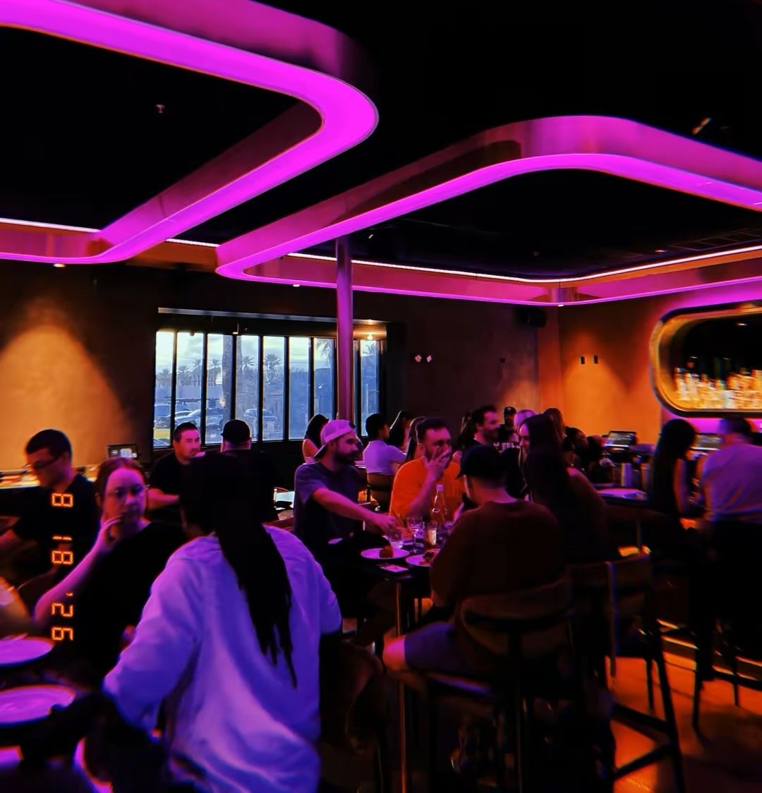 The dining floor under the light ring