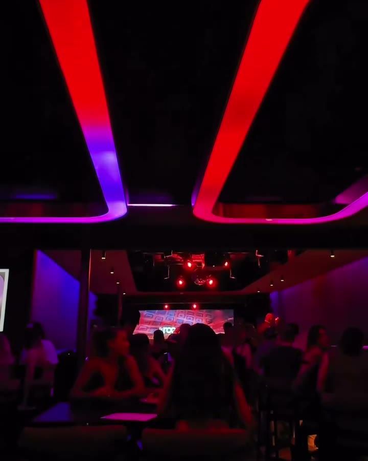 The main room at Roosevelt washed in red light